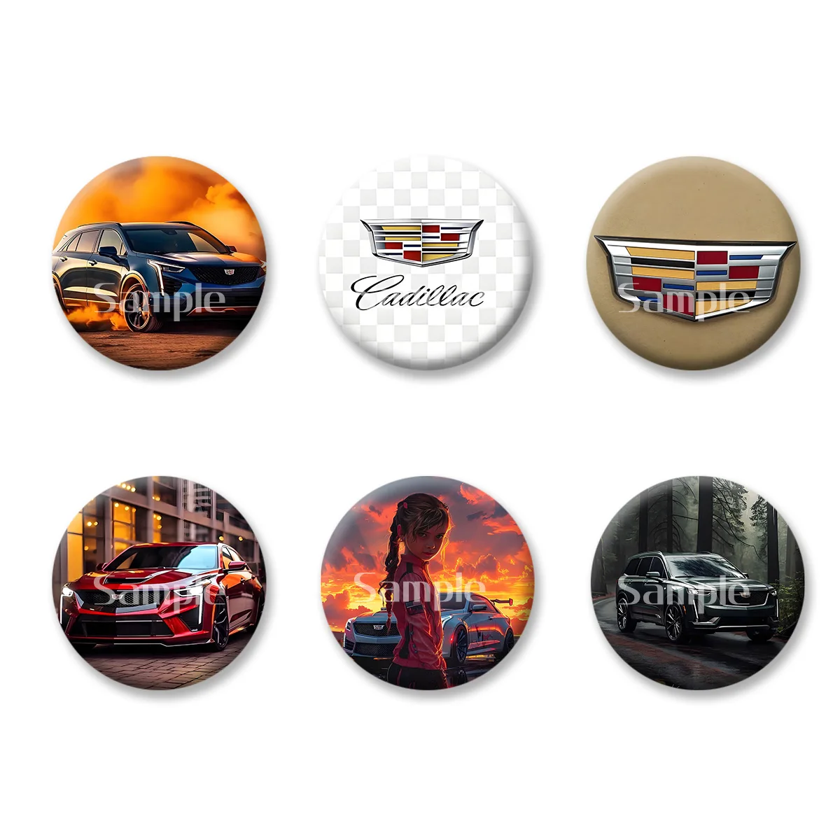 

Cadillac Cool Car Decoration Brave Flash Badge Cards Souvenir Keychains Convenient Makeup Mirror Fridge Magnet ACG Accessories