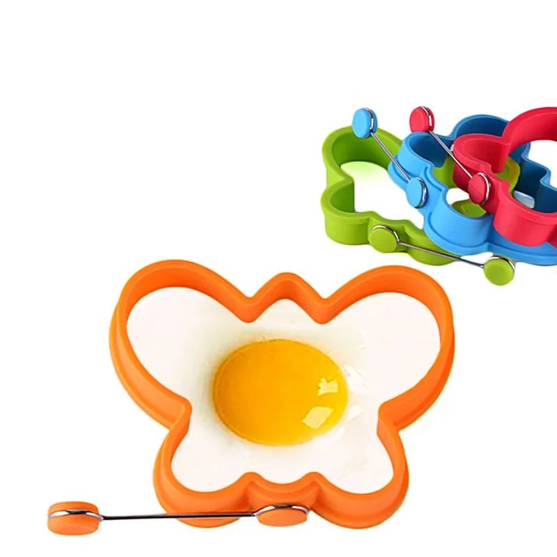 Non-stick Pancake Maker Mold Poacher 6 Shapes Star Heart Flower Breakfast Sandwich Omelette Round Cook Fried Silicone Egg Ring