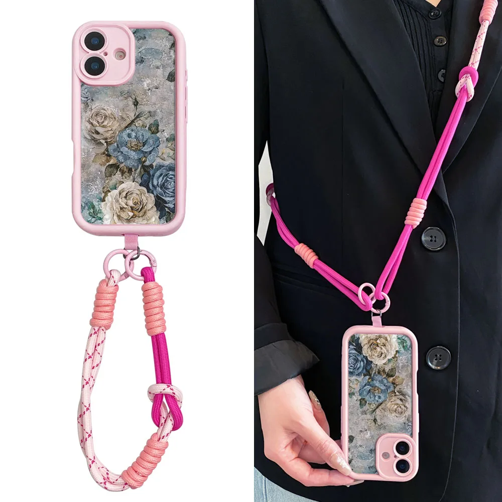 2025 colar cinta caso de telefone para redmi nota 14 13 12 11 10 9 8 7 pro plus 14s 13c 12c 14c 9c 10c floral crossbody cordão capa