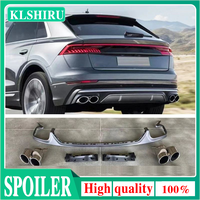 ABS Black Rear Bumper Diffuser Lip & Exhaust Tips Trunk Door Lip Spoiler For Audi Q8 S-line Q8 SQ8 2019 2020 2021 2022 2023