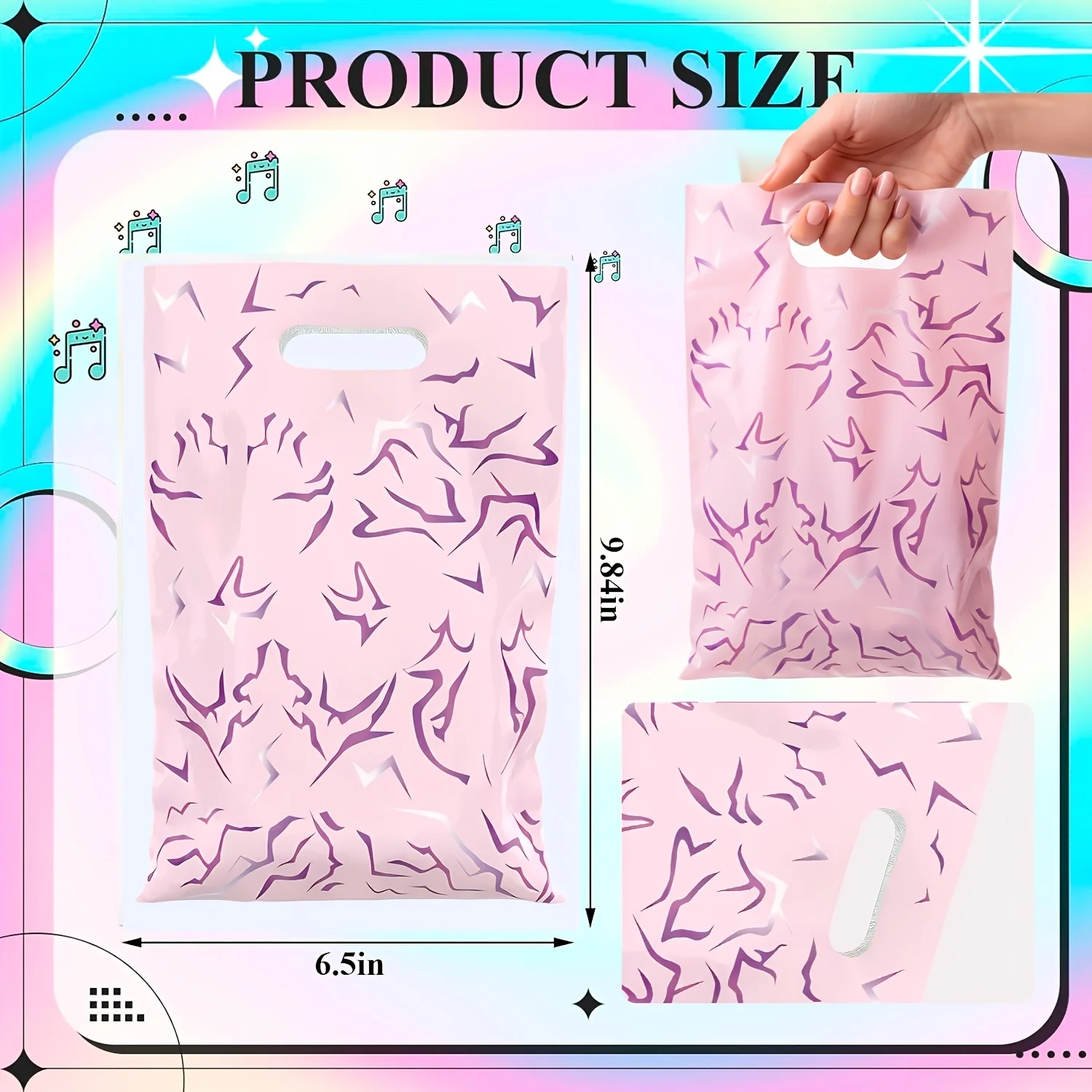 20/40 Stück Kpop-Geschenktüten mit Musikmotiv, tragbare Partytaschen mit Griff, perfekt für Musikfestivals, Geburtstage, Fan-Meetings – Detail 6