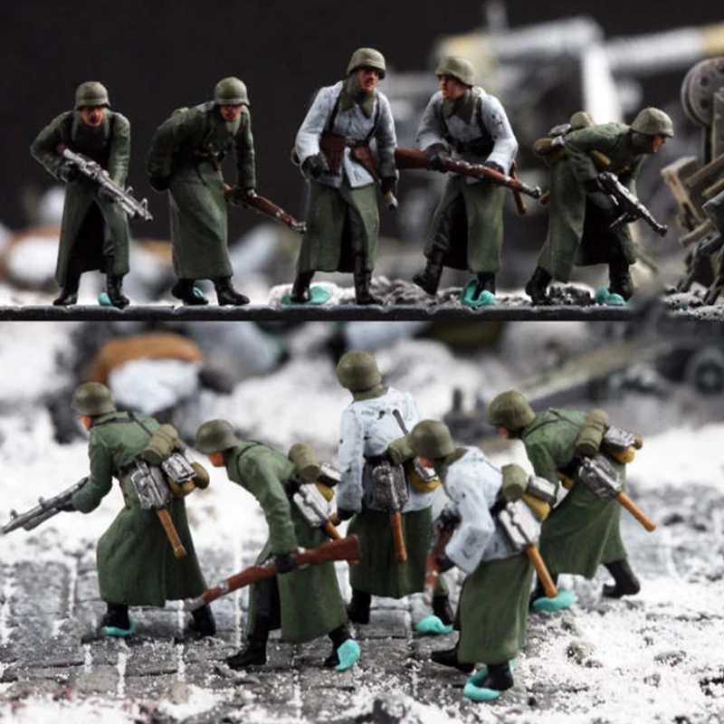 1/72 Scale Winter German Infantry Soldiers 5 Simulation Resin Model Collcetion Gifts Display Suitable For Tank Scenes