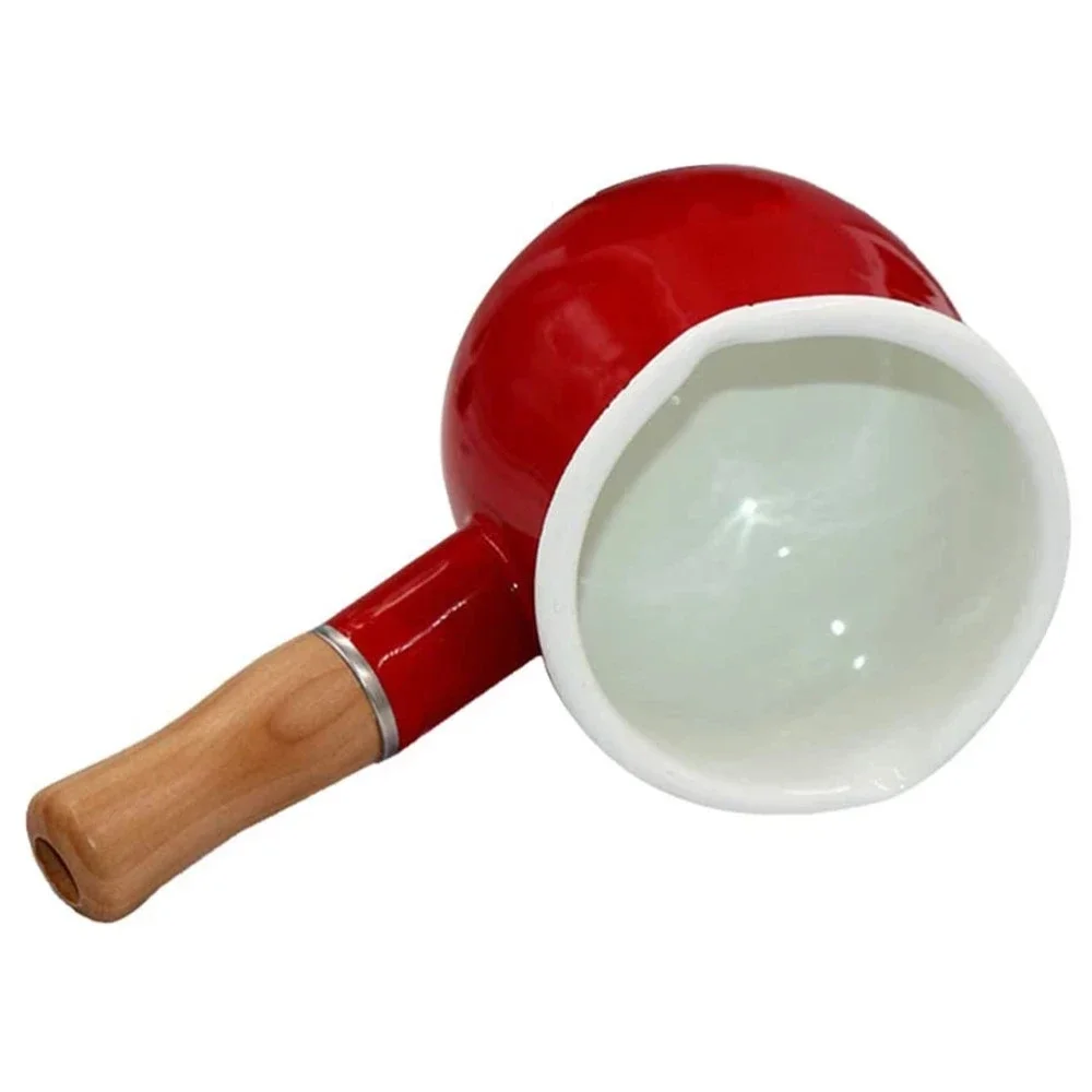 Milk Pot Pan Clay Cooking Classic Non Stick Mini Coffee Enamel Cast Iron Dutch Oven With Single Wooden Handle view 6