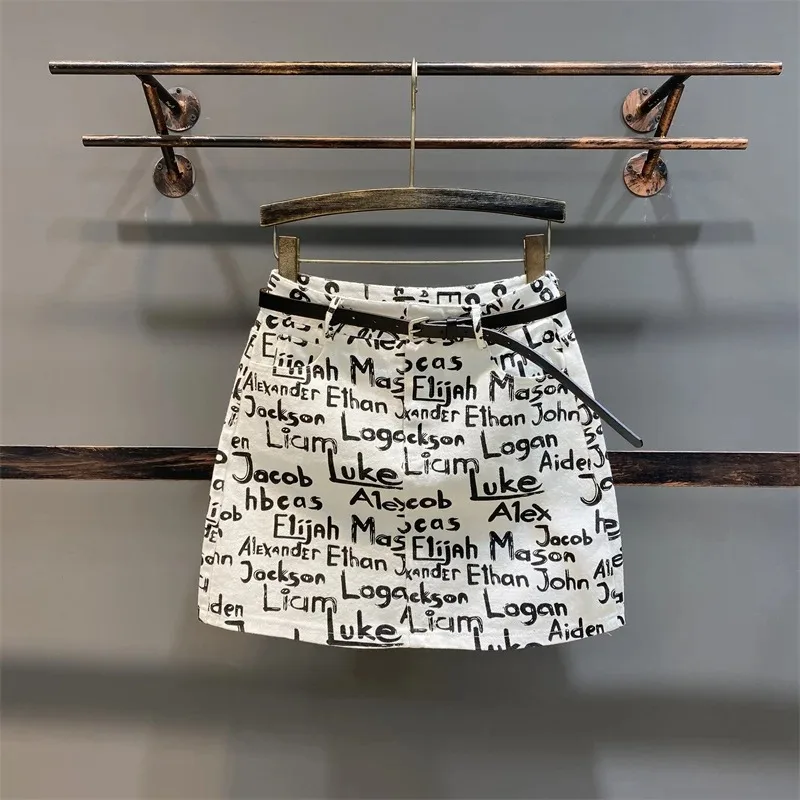 

Джинсовые юбки, летняя и весенняя юбка для женщин, женские джинсовые юбки с надписью граффити и принтом для молодых девушек