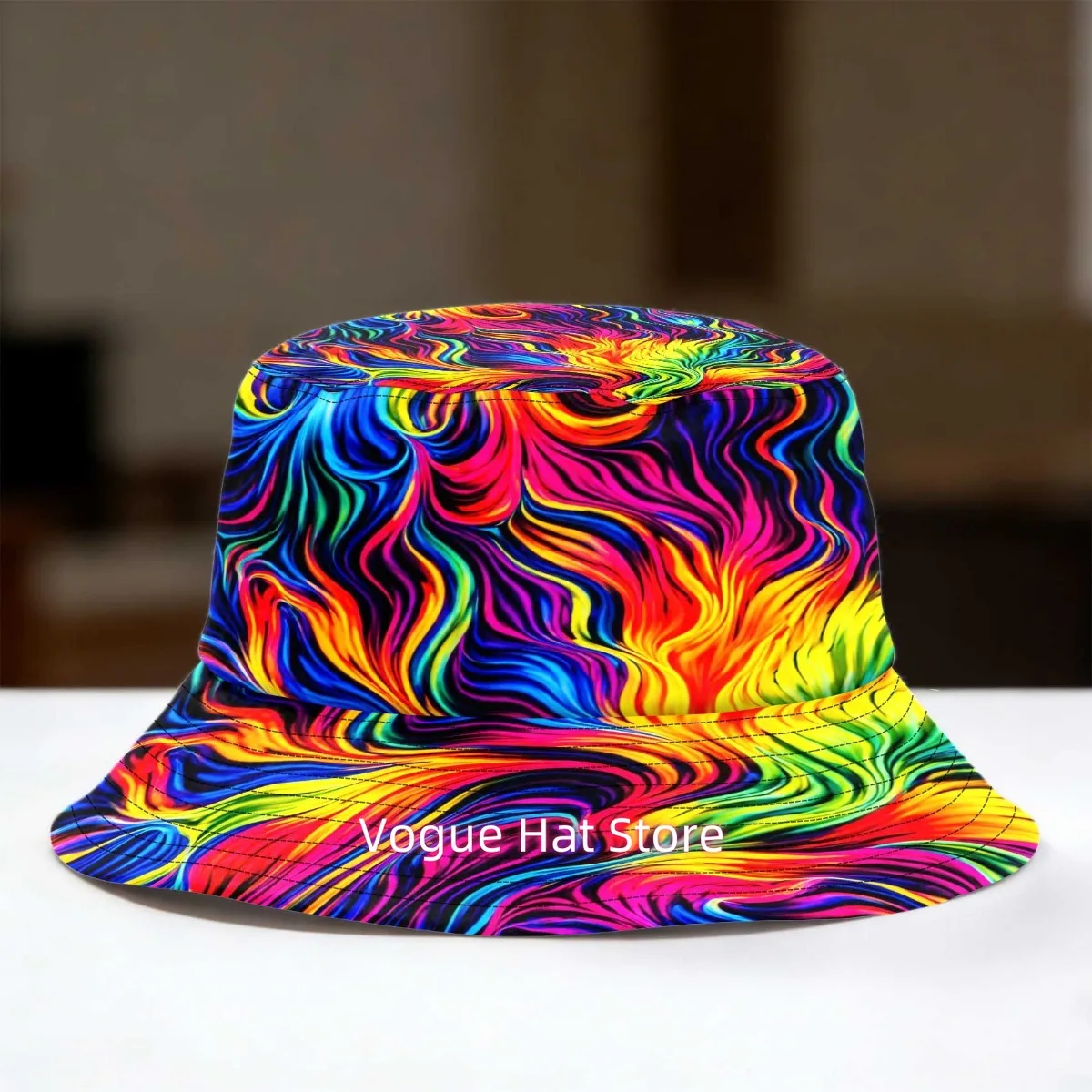 1pc Rainbow Flow Art Fisherman Hat Non-Stretch Fabric Sporty Cap a Stylish Street Fashion Accessory for Streetwear Sports Gifts