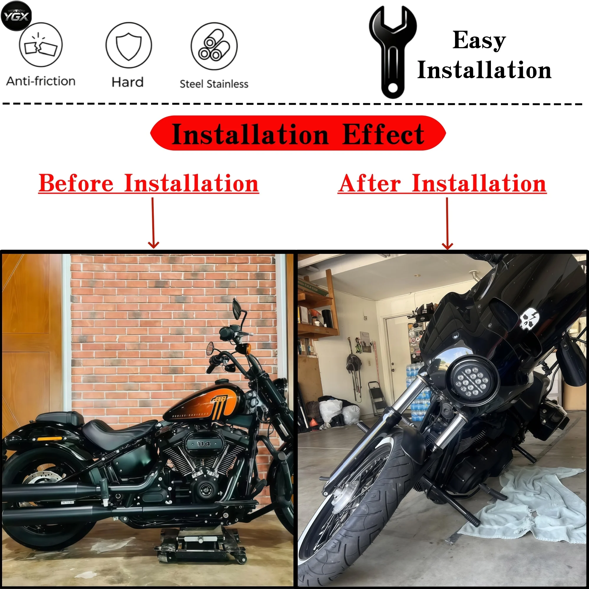 Front Rear Highway Engine Guard Crash Bar For 2018-2023 Harley Softail Standard  Low Rider S  Street Bob  Heritage Classic