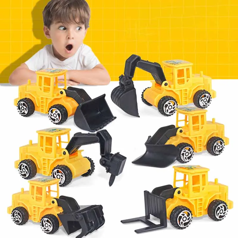 6Pcs Mini simulazione plastica ingegneria veicolo giocattolo modello Puzzle per bambini giocattoli escavatore Gliding auto giocattolo modello regali per ragazzi