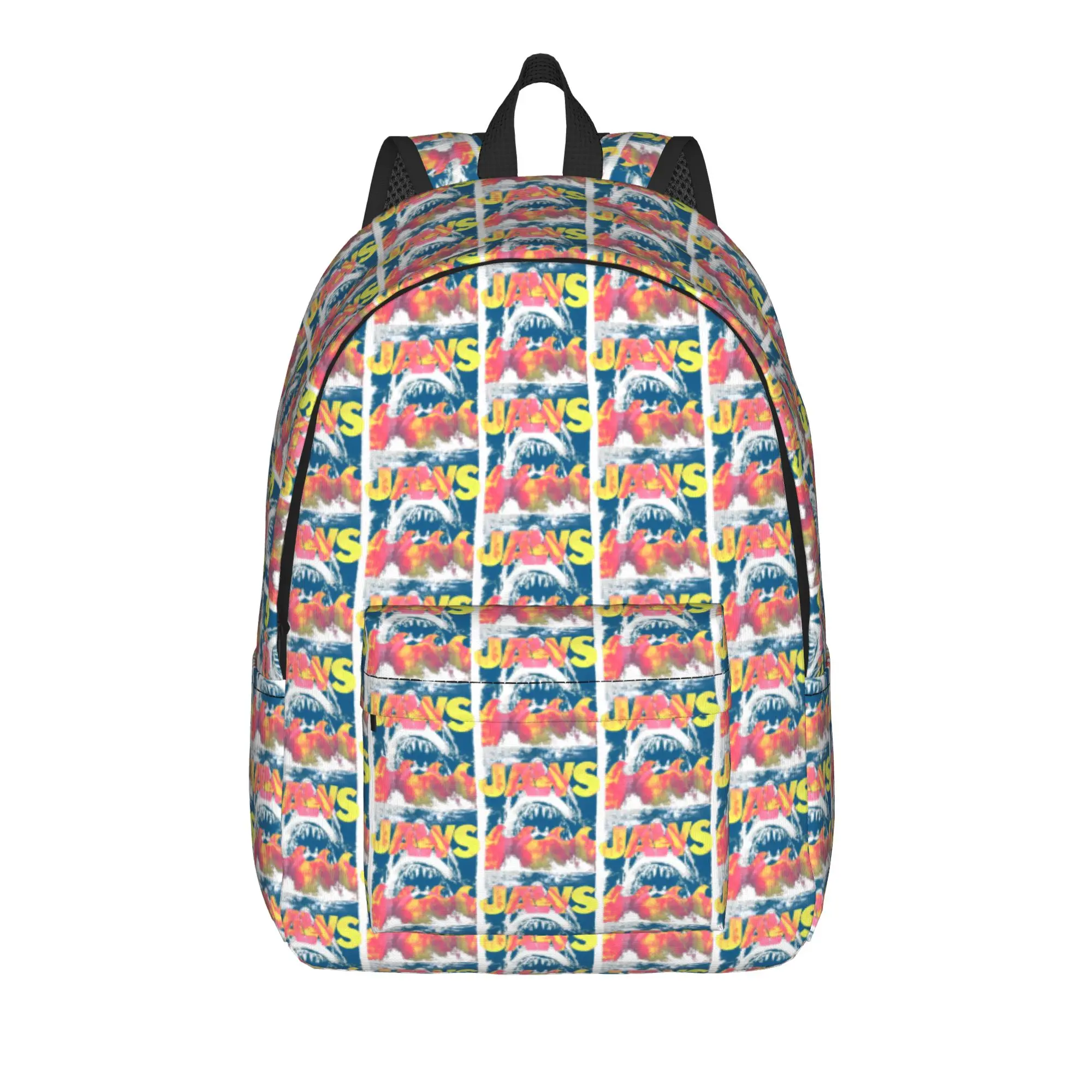 Jaws Distressed Artsy Poster Backpack  Student Polyester Daily Backpacks Print Streetwear High School Bags Rucksack
