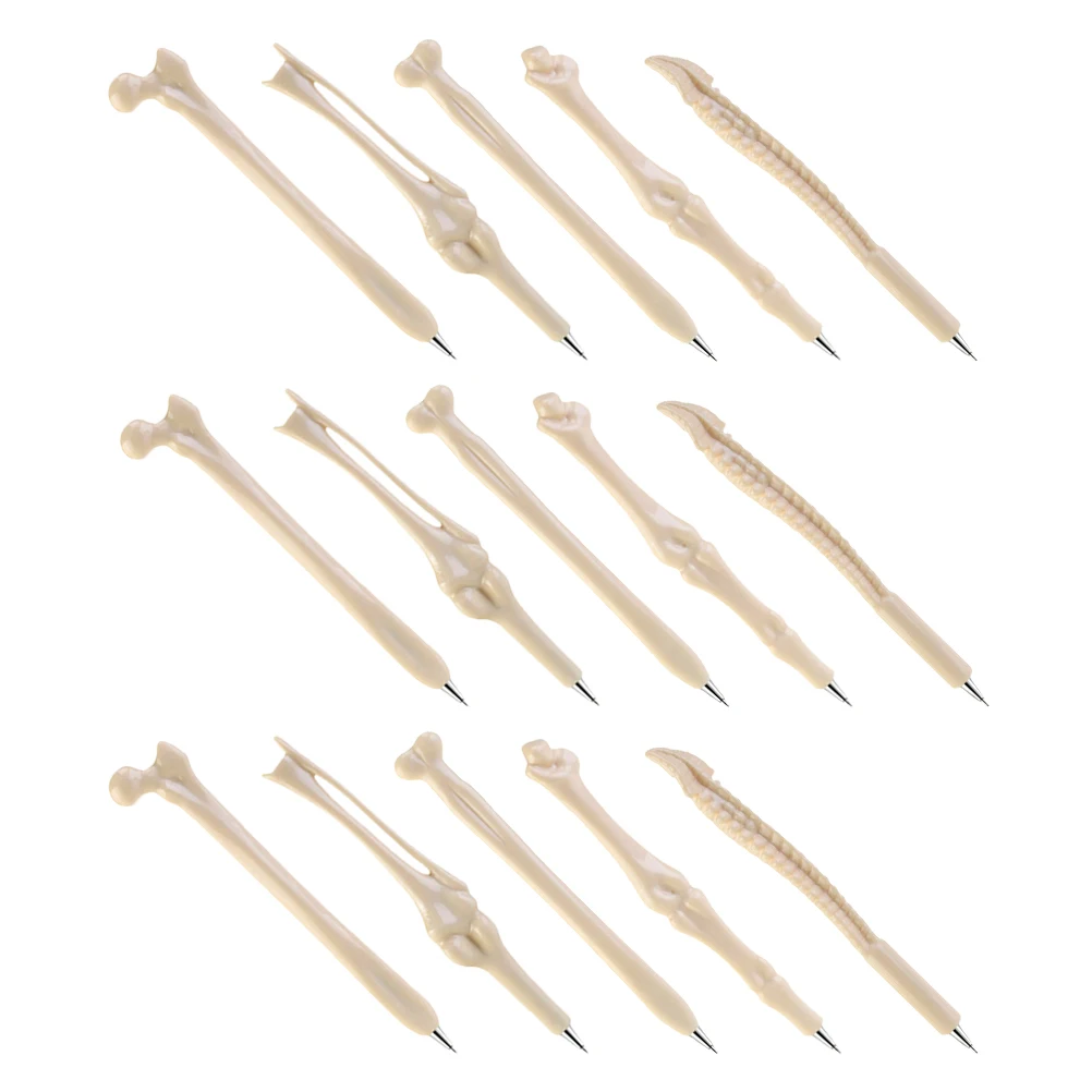 

15 шт., шариковая ручка в форме кости на Хэллоуин, реалистичный дизайн, гладкие ручки для письма для студентов, медсестер, вечерние украшения, жуткие