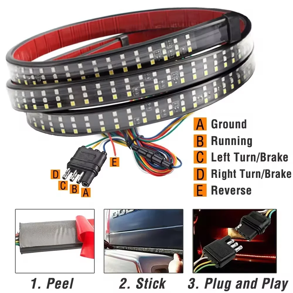

60 Inch LED Truck Tailgate Light Bar for Pickup Trailer SUV Full Function Brake Reverse Turn Signal Tail Lamp Waterproof