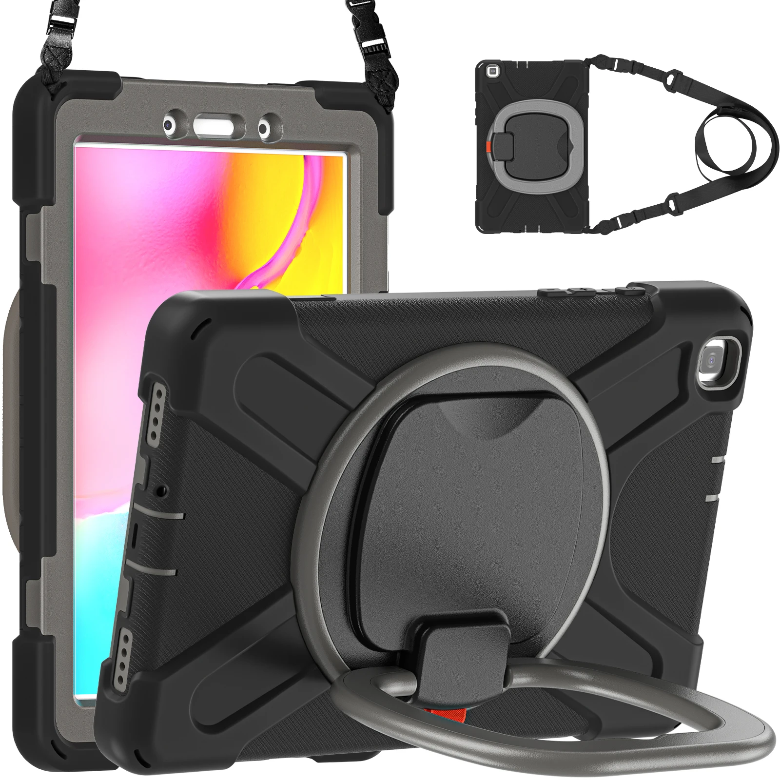 

360 Rotating Kids Case For Samsung Galaxy Tab A 8.0 2019 SM-T290 SM-T295 Heavy Duty Stand Cover With Handle Grip Shoulder Strap