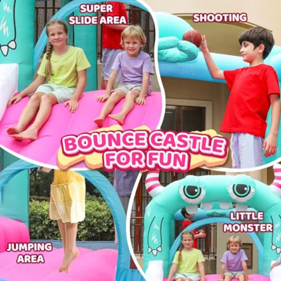 Inflatable Bounce House for Kids, Wide Slide & Jumping Inflatable Bouncer - Toddler Bounce House with Blower for Kids Use Fun In