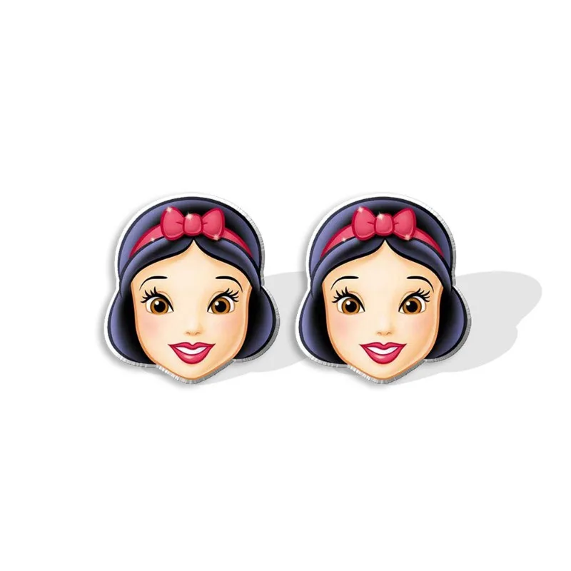 Disney Princess Earrings for Women Cute Snow White Cinderella Aurora Belle Moana Ariel Cosplay Stud Earrings Jewelry Accessories