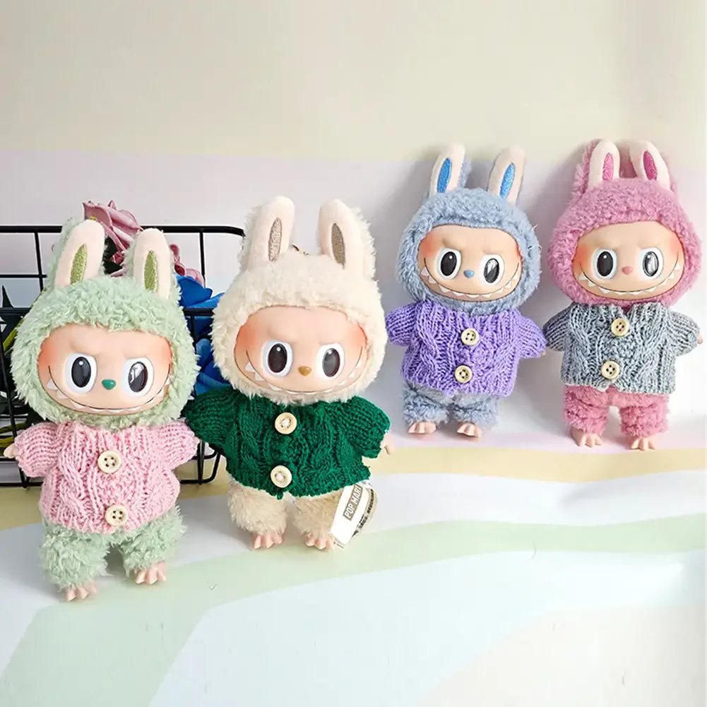 For 17cm Labubu Doll Clothes Fashion Clothes Knitted Sweater Doll Clothes Dolls Accessories Cute Decoration Little Clothes