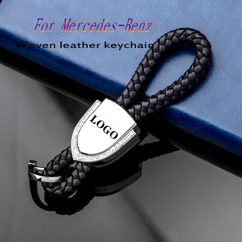 

Suitable for Mercedes-Benz special key ring handmade leather woven key chain metal key ring chain car pendant anti-lost buckle