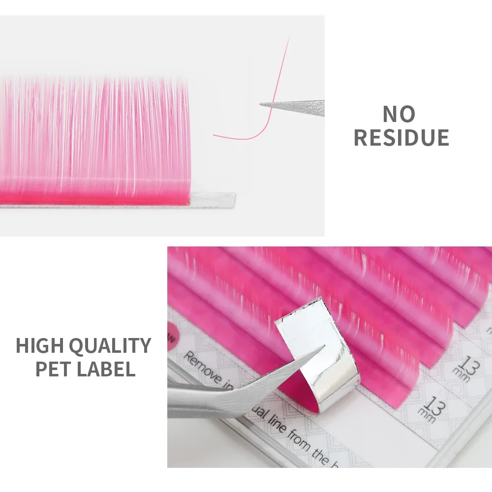 GAHAMACA UV Neon Lash Extenions Glow in the Dark Fluorescent Pink Bright Colorful Individual Soft Eyelash Extension