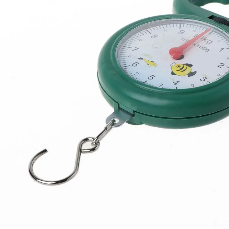 A2UD 10kg Fish Scale Hook Hanging Scales Portable Mini Spring Scale for Fish