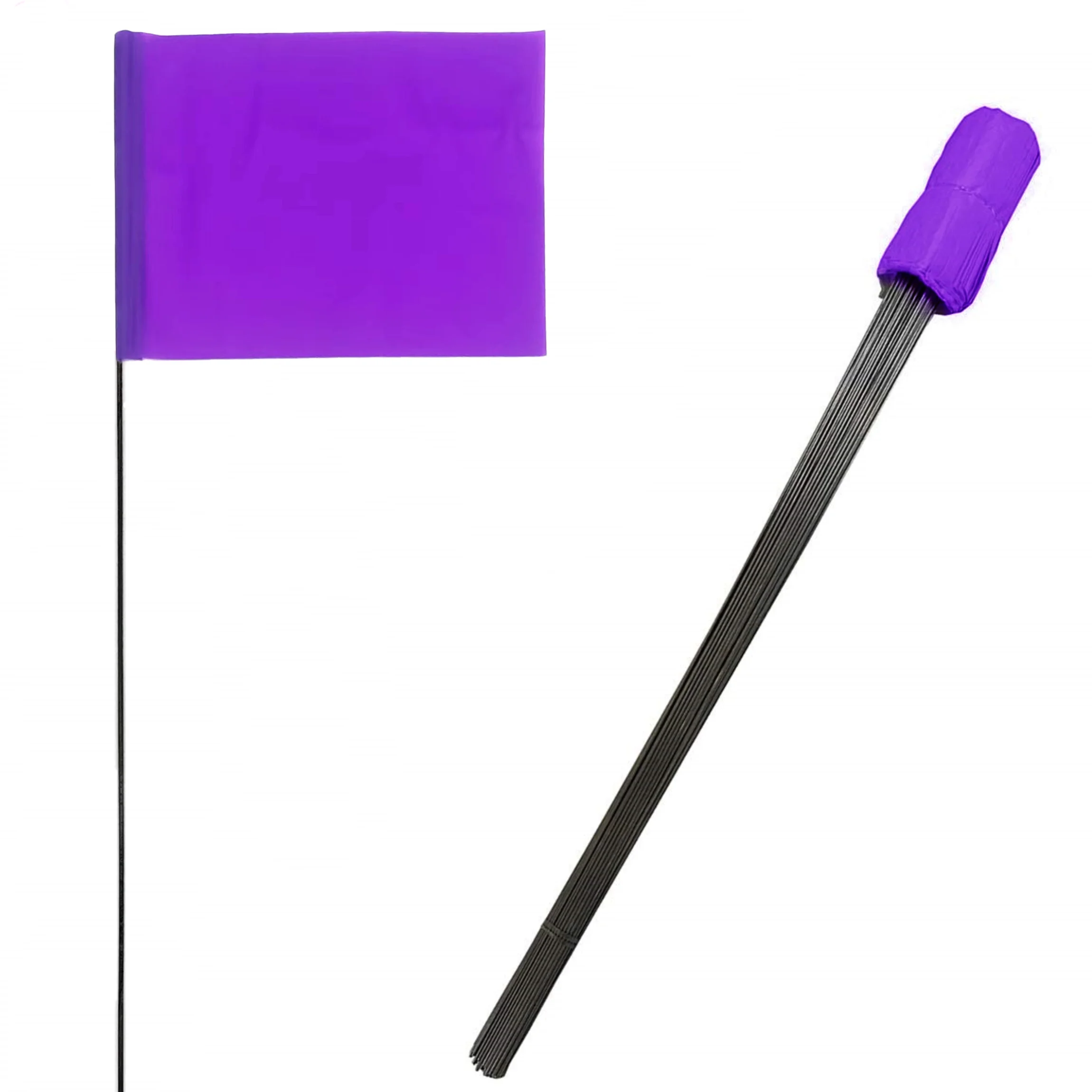 100 Pack purple Marking Flags - 4 x 5-Inch Flag Steel Wire marker flags