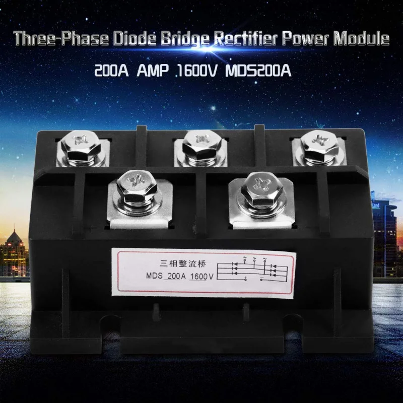 MDS 200 أمبير 1600 فولت 3 المرحلة التيار المتناوب إلى تيار مستمر عالية الطاقة المعدل السيليكون كامل ديود جسر المعدل وحدة 5 محطات