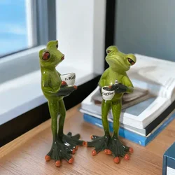 2 Pcs Resin Frog Statue Coffee Long-legged Frog Figurines Office Desktop Animals Decompression Decoration Nordic Home Ornaments