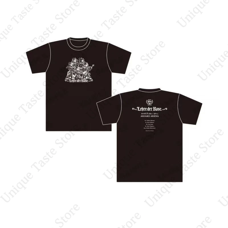 ‌BanG Dream T Shirt Roselia 10th Anniversary Lehre Der Rose Same Print Fans T-shirt Men Women Pure Cotton Short Sleeve Tee Tops