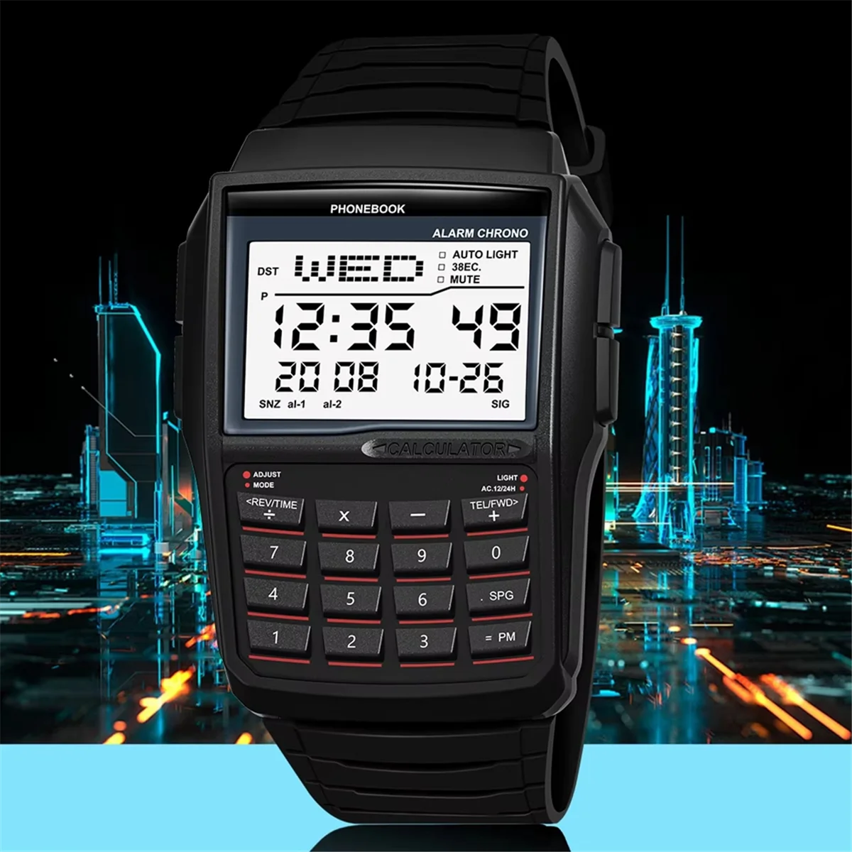 ABAB LED Reloj electrónico Digital Deportes Multifunción Calculadora Reloj Reloj Impermeable Estilo Computadora