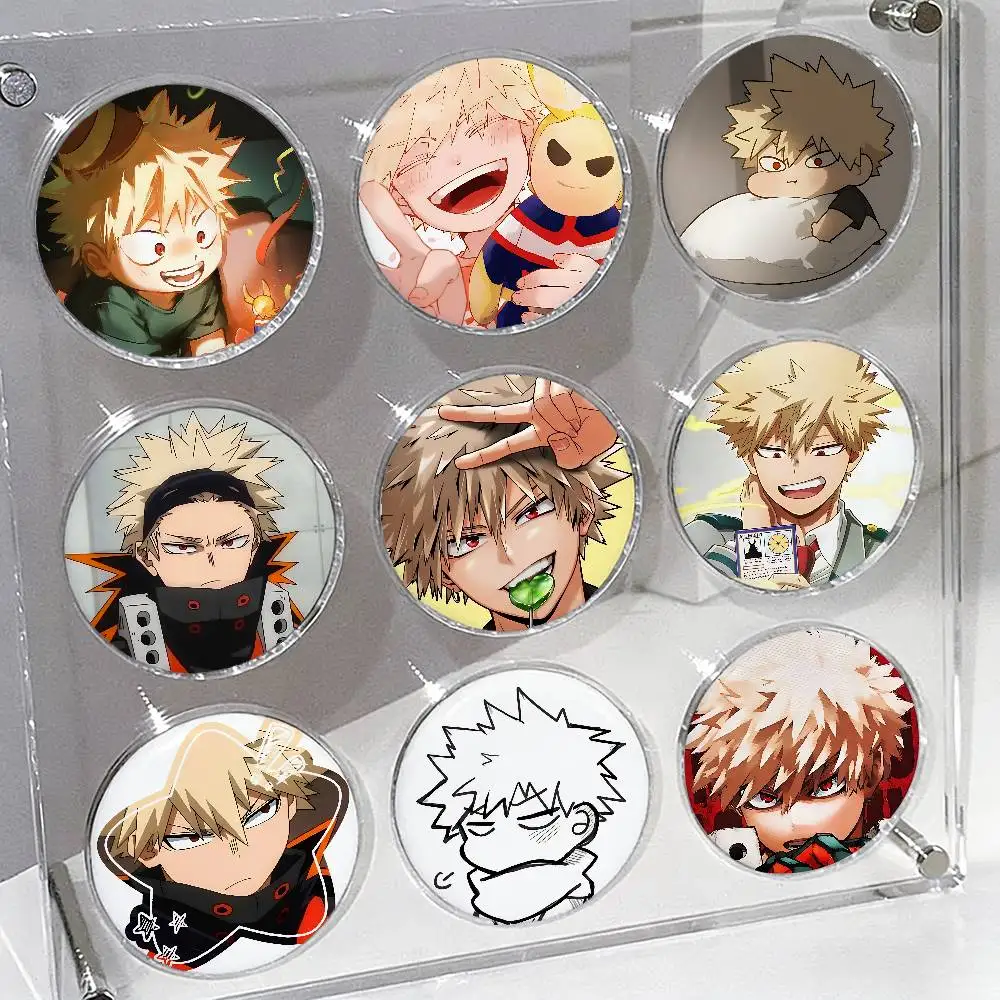 Niedliche K-katsuki BakugouS Kawaii Emaille-Pins Handgefertigte Runde Brosche L Killer Yagami Light Cosplay Abzeichen Rucksack-Schmuck Geschenke