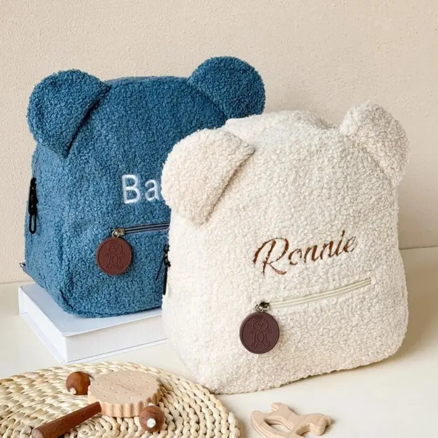 Custom Name Backpack Children's Backpack with Name Teddy Bear Backpack Toddler Backpack Personalised Fluffy Teddy Kids Backpack