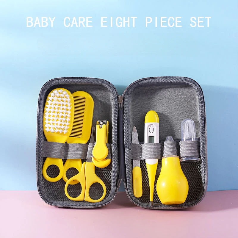 Maternal and Baby Products Children\'s and Baby Nail Clippers 8-piece Set Comb Brush Nasal Aspirator EVA Bag Care Set