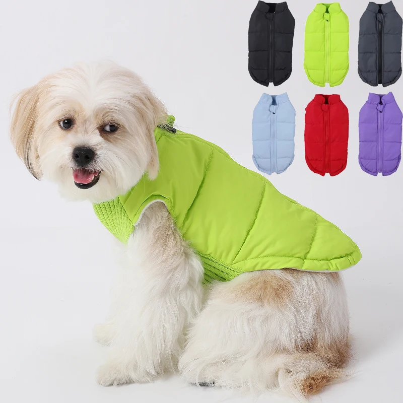 Winter Pet Dog Warm Cotton Coats Back Zipper Windproof Thickness Clothes for Small Medium Dogs Chihuahua French Bulldog Outfits