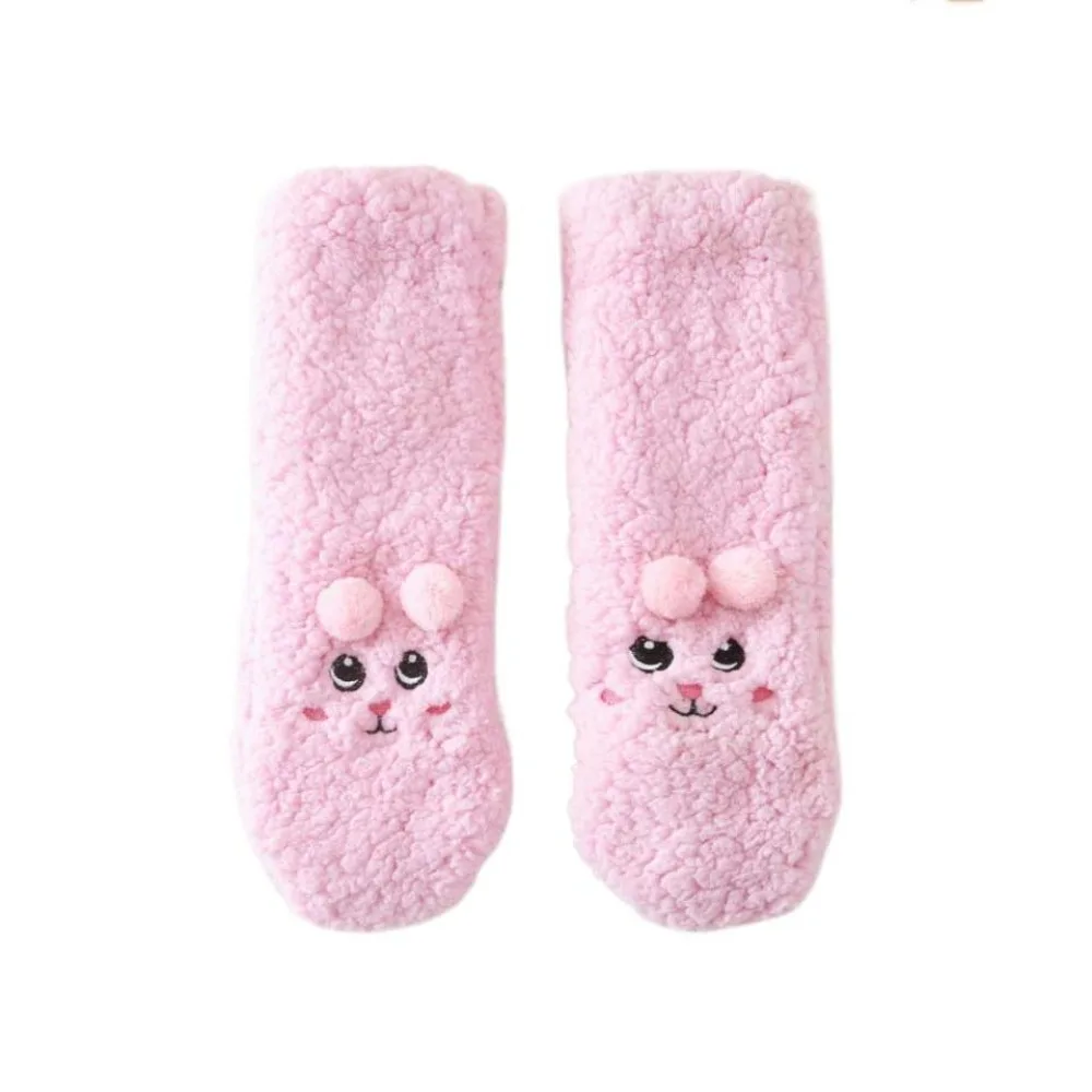 

Cute Embroidery Thick Thermal Socks Cartoon Plush Floor Socks Mid Tube Winter Sleeping Socks Men Women