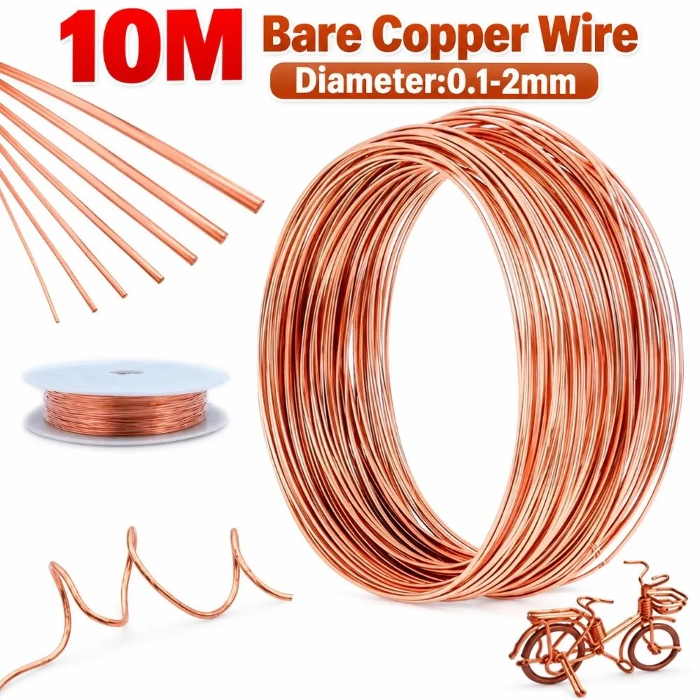 T2 Pure Copper Bare Copper Wire 0.1-2mm Bare Uncoated Surface Pure Copper Wire Round Solid Wire Conductive Copper Wire