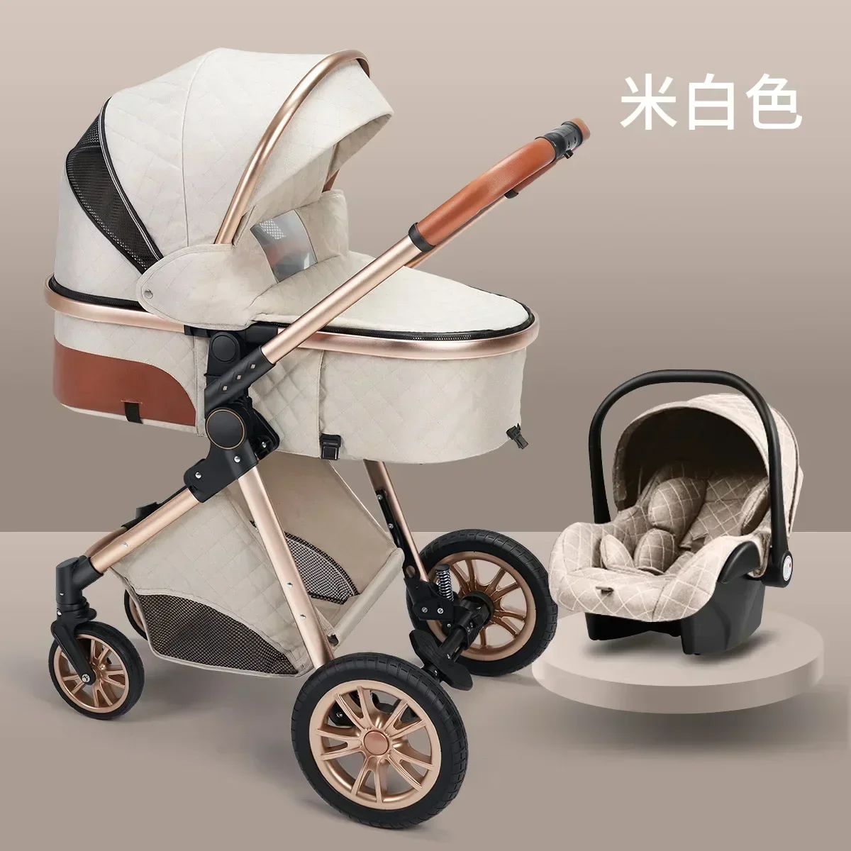 High-view Baby Stroller Lightweight Can Be Used for Sitting and Lying Down Foldable Shock-absorbing Two-way Newborn Baby Carrier - Image 5
