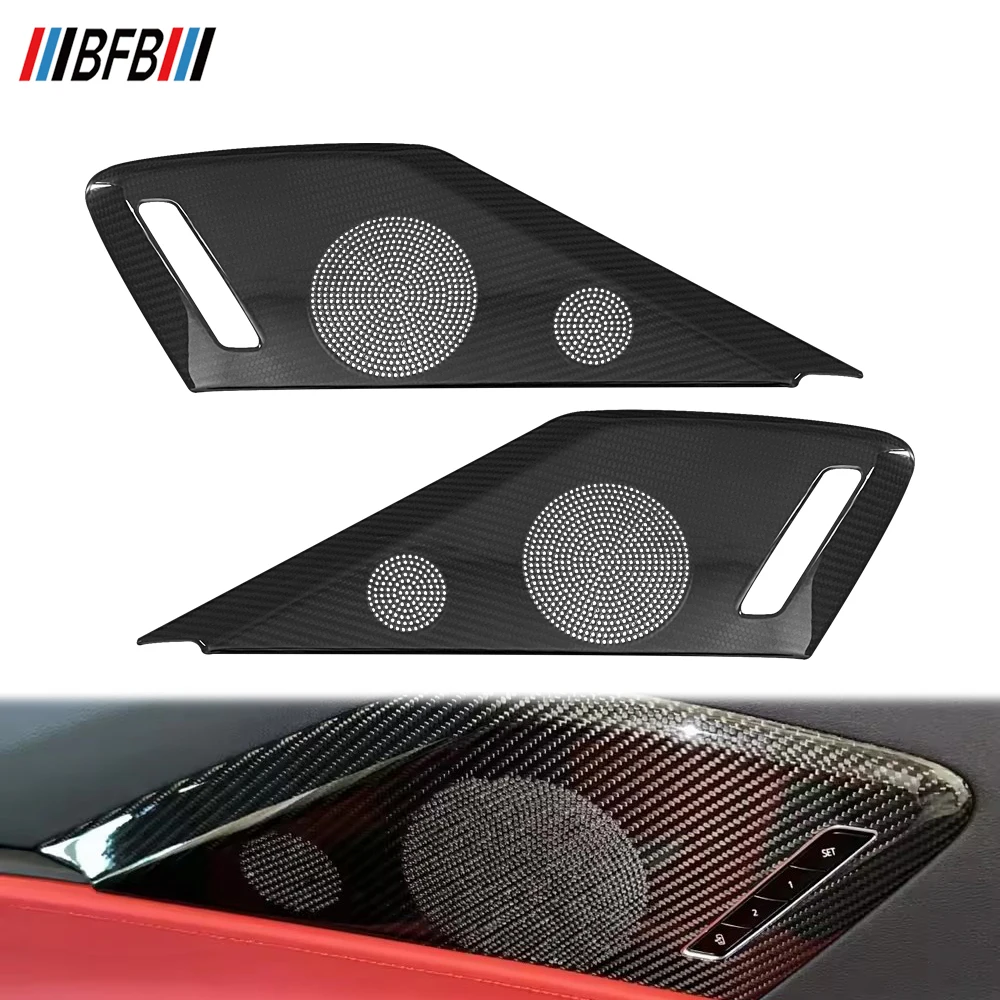 BFB Real Carbon Fiber Car Interior Accessories Door Speaker Cover For Chevrolet Corvette 2020 2021 Car Interior Trim