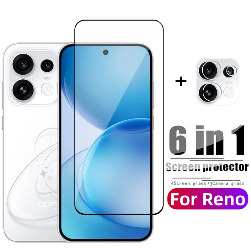 6in1 Full Cover Glass For OPPO Reno16 F Tempered Glass Reno16 F FS Screen Protector Protective Phone Lens Film OPPO Reno16 FS