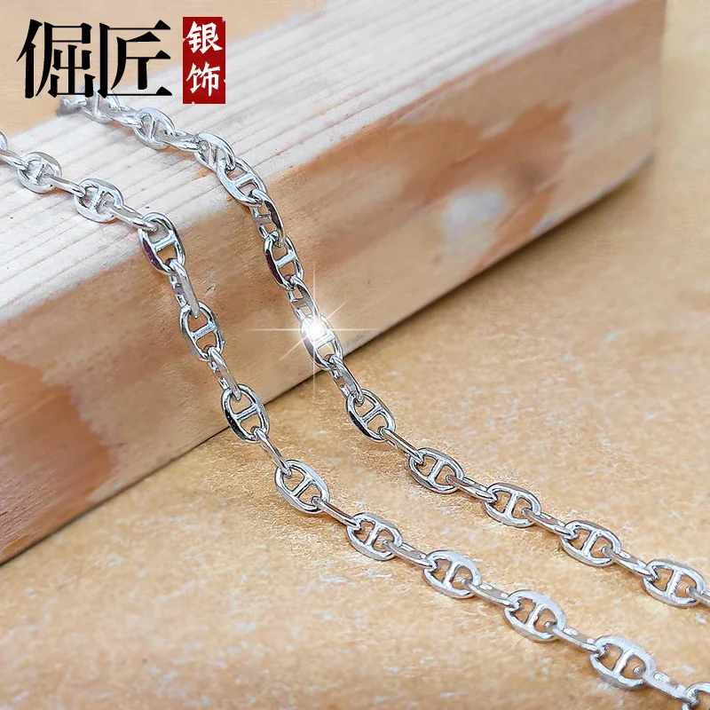 Chain925Silver Necklace Men's Silver Chain Choker Fashion Boys Style Gift Power Style Personalized Chain Decoration