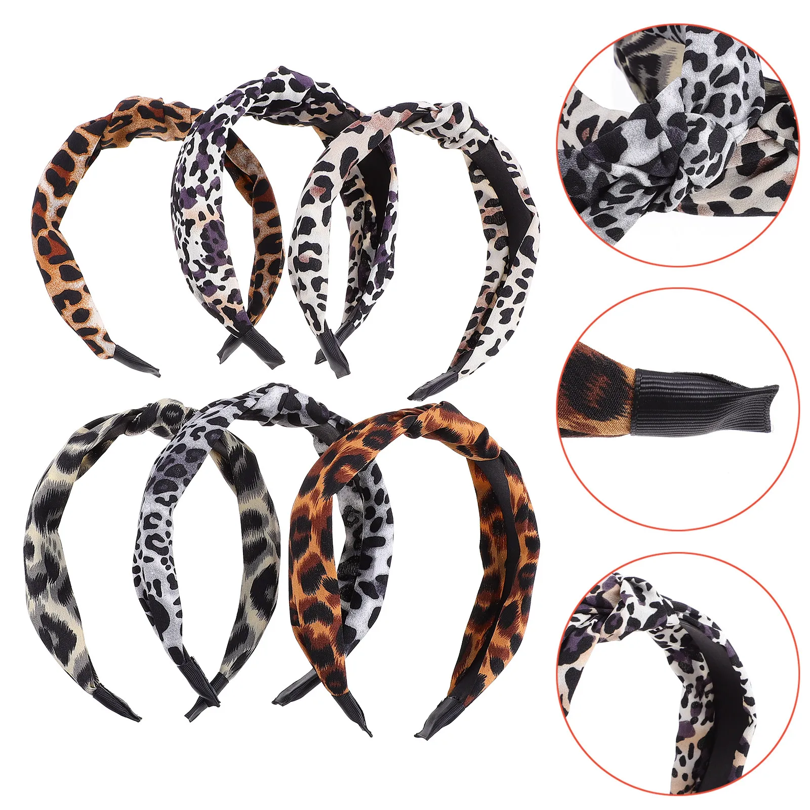 

Набор из 6 широких повязок для волос с леопардовым принтом, стильные аксессуары для волос для женщин, модные заколки для вечеринок и повседневной носки