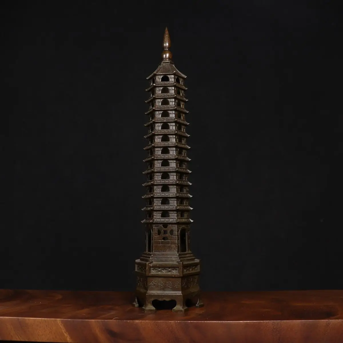 Antique Collection Vintage Pure Copper Wenchang Pagoda Brass Thirteen-Story Pagoda Office Desktop Decoration Ornaments Sculpture