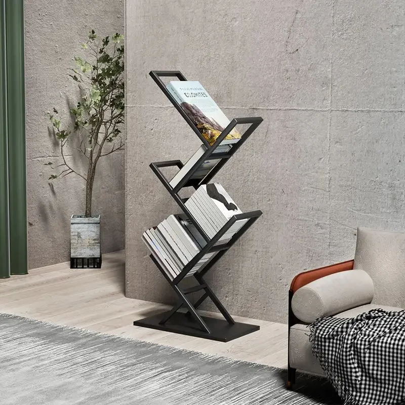 

Bookshelf vertical special-shaped corner Nordic wrought iron shelf modern simple floor-standing bookshelf wrought iron corner