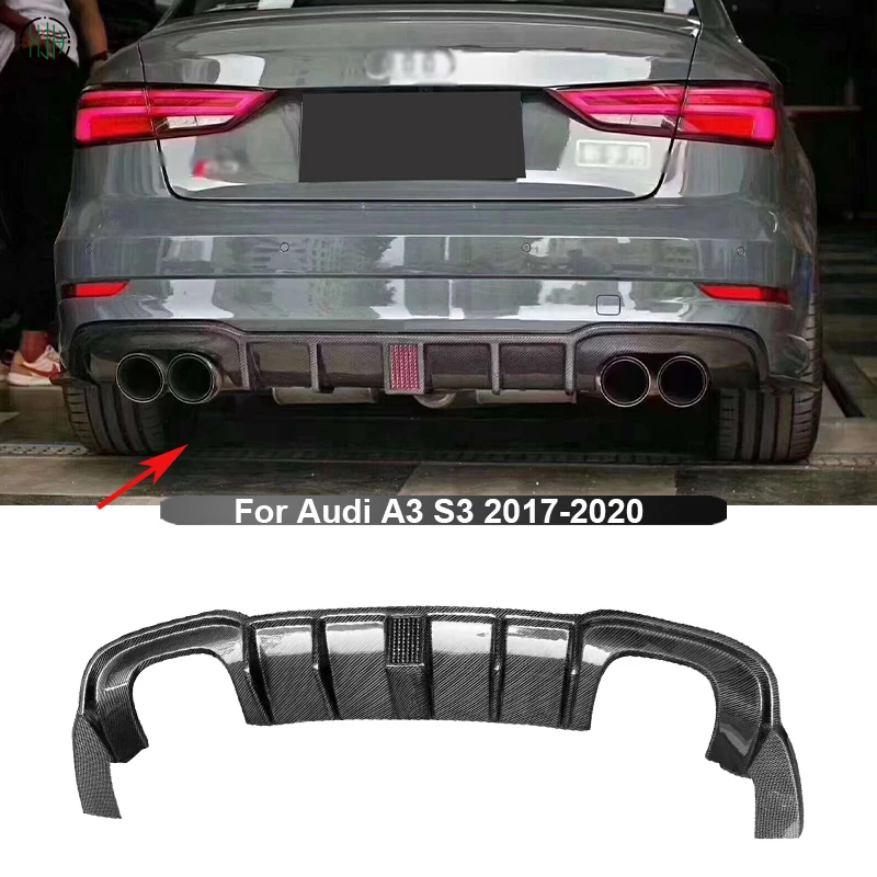 

Carbon Fiber For Audi A3 S3 2017-2020 Car Rear Bumper Lip Diffuser Spoiler Parts Back lip Upgrade body kit