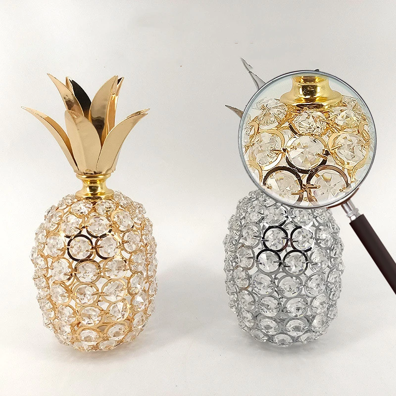 Creative Desktop Ornaments Crystal Stove Acrylic Pineapple Decoration Metal Candle Holder