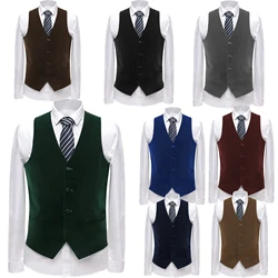 Men's Velvet Vest with V-neck, Formal Suit Vests,Fashionable Single-breasted Suit Vests for Men,sleeveless Jacket with Pockets
