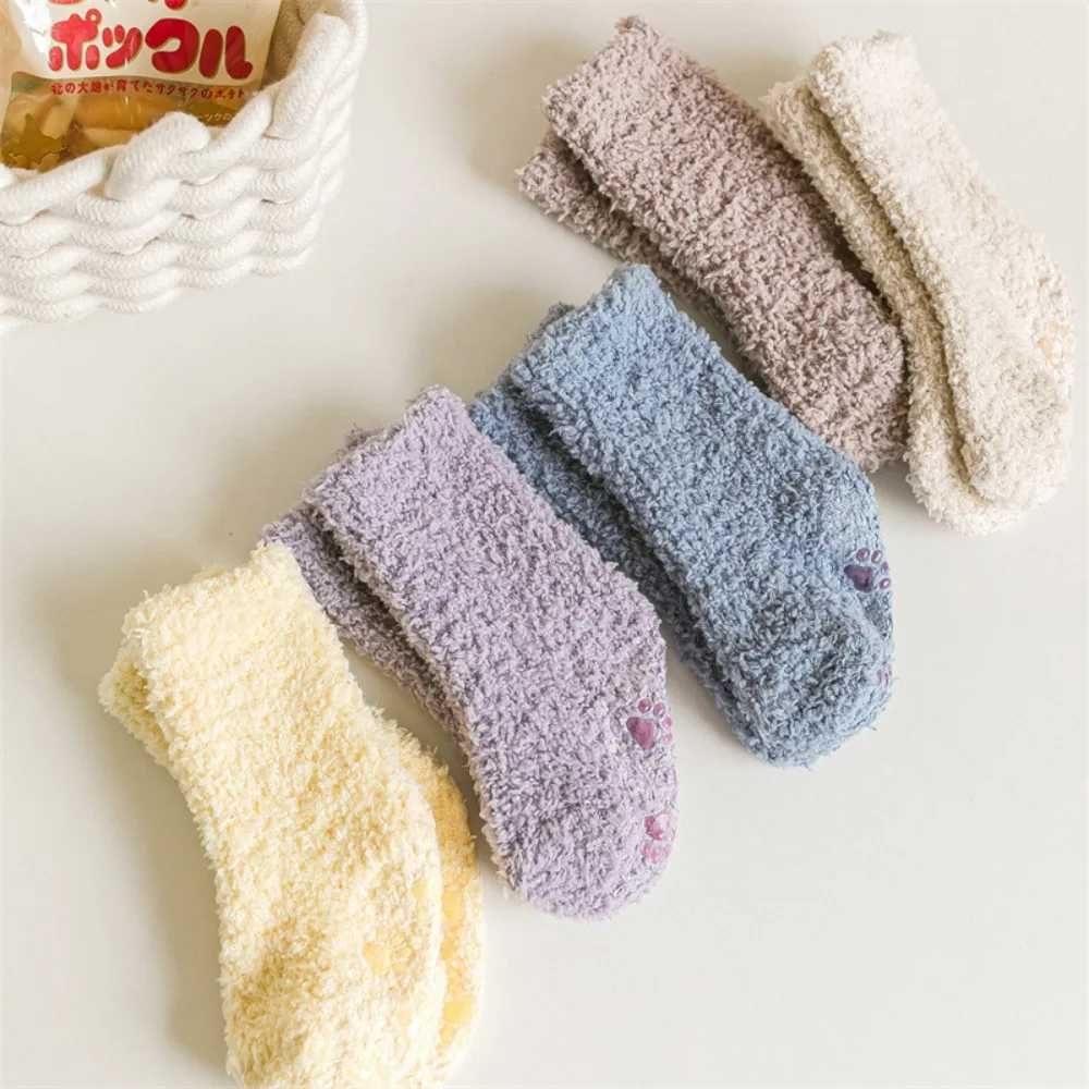 Comfortable Breathable Socks Lovely Non-slip Fluffy Socks Toddler Boys Girls Winter Warm Hosiery