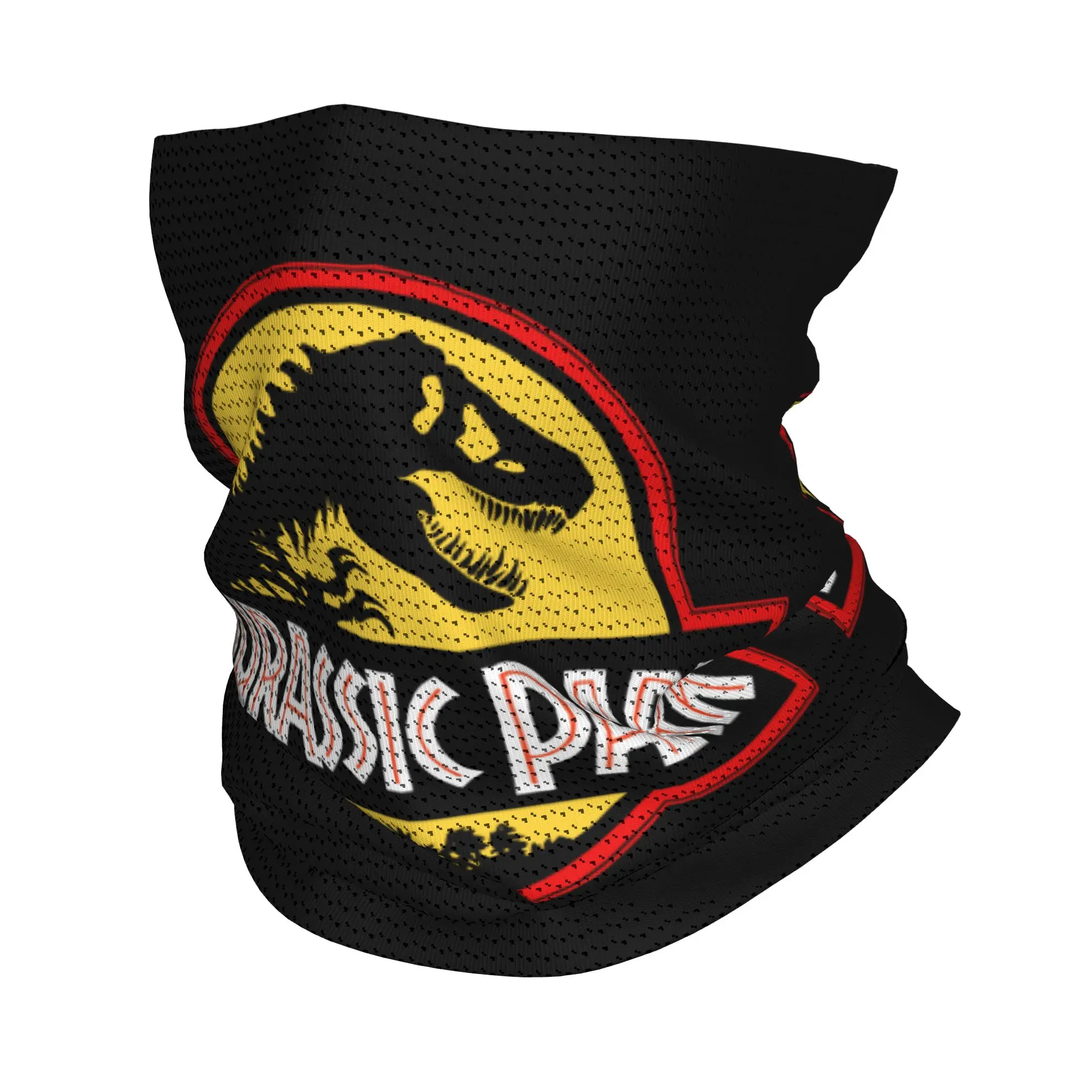 

Custom Jurassic Park Dinosaur Print Bandana Neck Warmer Women Men Winter Ski Hiking Scarf Gaiter Face Cover