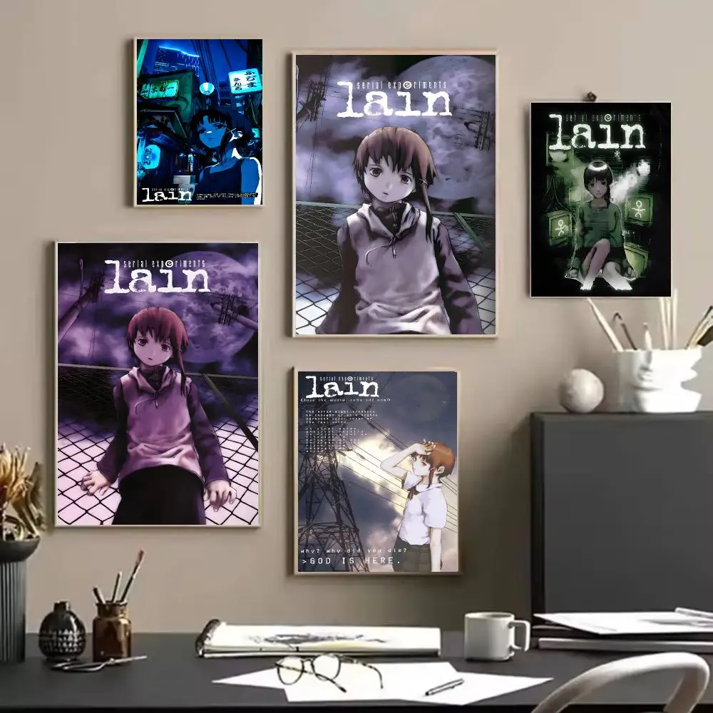 Cyberpunk anime Serial Experiments Lain Poster Decorative Home Accent, Unframed Wall Art Mural Print
