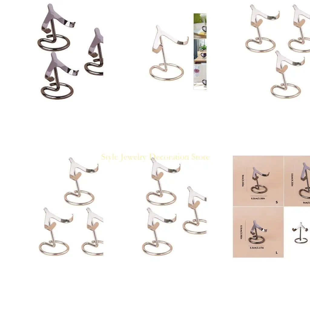 

D46E 3Pcs Metal Crystals Sphere Display Bases Portable Designs Multifunctional Holder for Decorations Exhibitions Event