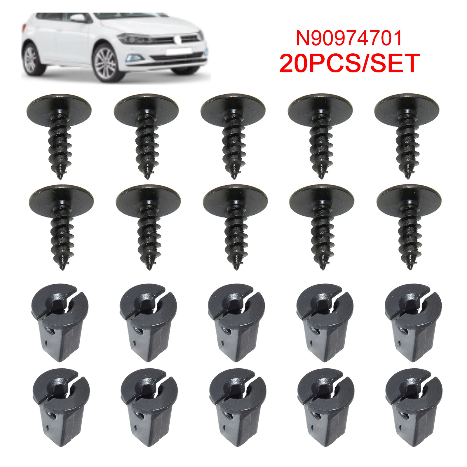 20pcs Engine Cover Undertray Splashguard Wheel Arch Torx Screw Retainer Fastener Clips Bolt Universal For VW Audi Seat N90974701