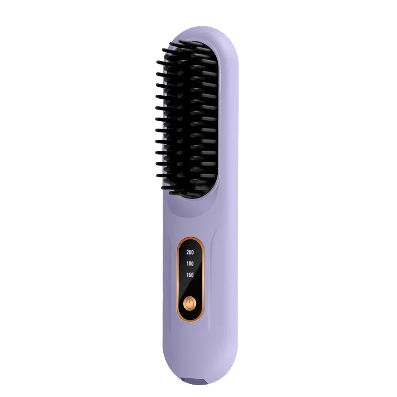 New Cordless Hair Straightener Brush Rechargeable Portable 2in1 Straightening Curling Comb Anti Scald No Hair Damage for Travel