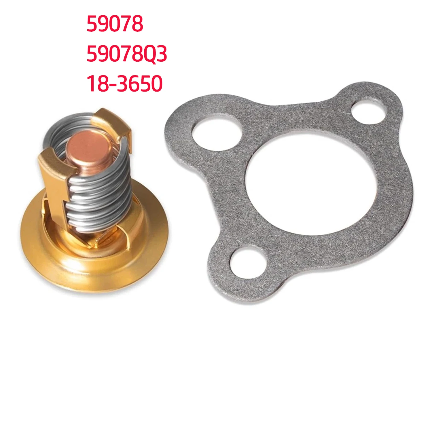 

YMT 59078Q3 Boat Thermostat Kit (2 Pcs/Set) for Mercury Marine Mercruiser 2.5 and 3.0 Replaces 59078 59078Q3 18-3650