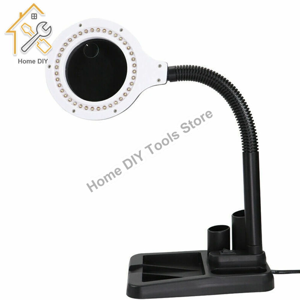 

Flexible 5X /10X 40 LED Lights Magnifying Glass Illuminated Magnifier Lamp Loupe Reading/Rework/Soldering Table Lamp EU US Plug